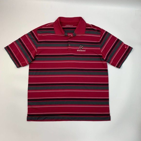Nike Golf Shirt Mens L Large Wine Red Striped Stretch Performance Polo Whirlwind - Picture 2 of 12